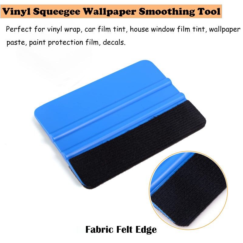 EHDIS 10pcs Vinyl Squeegee 4 Inch Car Vinyl Scraper Decal Applicator Window Tint Wallpaper Smoothing Tool with Black Fabric Felt Edge-Blue - Image 2